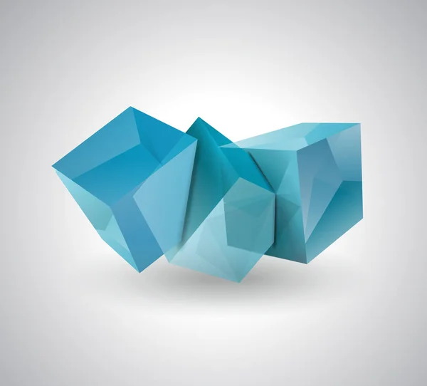 Ilustración vectorial de vidrio azul 3D o cubitos de hielo . — Archivo Imágenes Vectoriales