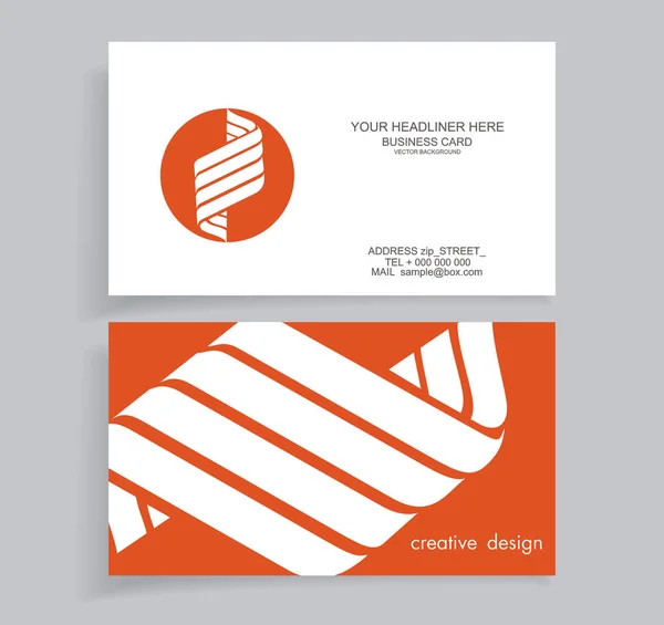 Diseño de tarjetas de visita con emblema de papel plano, ilustración vectorial — Vector de stock