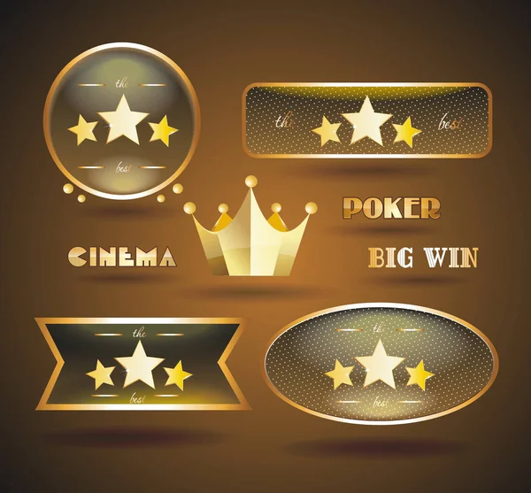 Gold sign set for online casino, poker, roulette, slot machines, — ストックベクタ