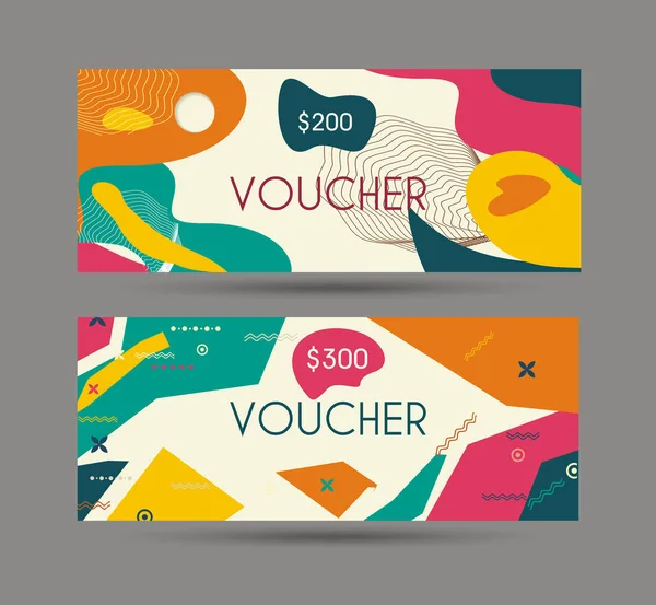 Gift veccher template with retro design, vector. — 스톡 벡터
