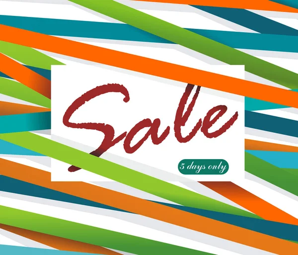 Sale Banner Ontwerp Met Felle Kleuren Linten — Stockvector