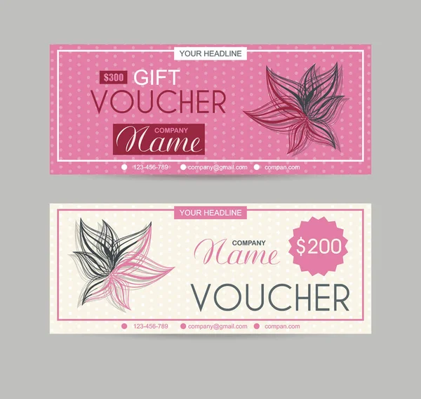 Voucher Template Floral Design — Stock Vector