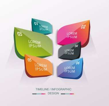 Parlak 3D yapraklı iş tasarım şablonu. Adım çizgileri, sayı seviyeleri, zaman çizelgesi, diyagram, web tasarımı için kullanılabilir. 