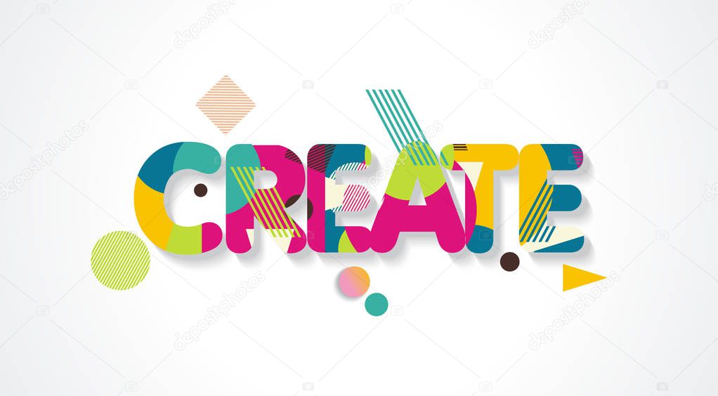 CREATE word  design Concept . Modern vector Illustration with ab