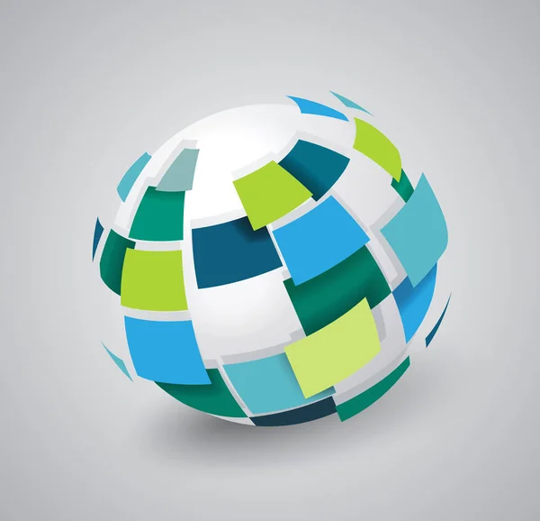 Sphère Icône Graphique Affaires Boule Papier Colorée Cassée Morceaux Globe — Image vectorielle