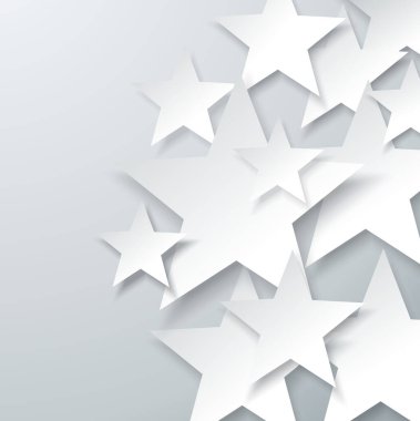 Düz kağıt yıldızlı vektör arkaplan. Soyut geometrik bileşim. 
