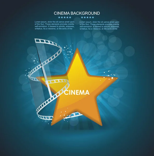 Film Strip Roll Gold Star Vector Cinema Background — Stock Vector