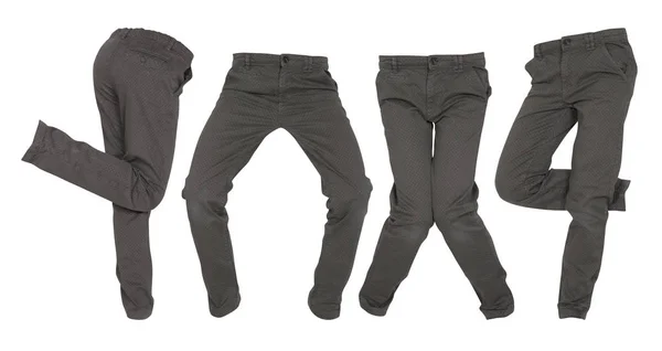 Set Dark Pants Different Poses Isolated White — Stock Photo, Image