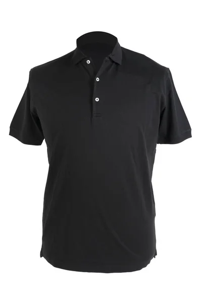 Polo Camiseta Masculina Negro Aislado Blanco —  Fotos de Stock