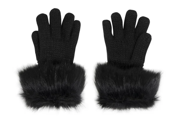 Paar Wollen Vrouwelijke Handschoenen Geïsoleerd Wit — Stockfoto