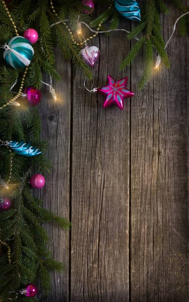 Veselé Vánoce Šťastný Nový Rok Vánoční Dekorativní Ozdobné Jedle Glitter — Stock fotografie