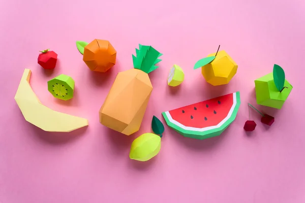 Frutti Esotici Carta Sfondo Rosa — Foto Stock