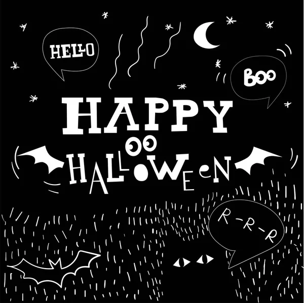 Spirito Fantasma Che Batte Bandiera Caccia Boo Buon Halloween Spaventosi — Vettoriale Stock