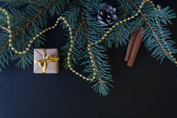 Feliz Navidad Feliz Año Nuevo Tarjeta Navidad Festiva Con Ramas — Foto de Stock