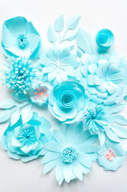 Kağıt çiçekler güzel desen stili arka plan. Düz yatıyordu