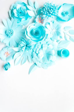 Kağıt çiçekler güzel desen stili arka plan. Düz yatıyordu