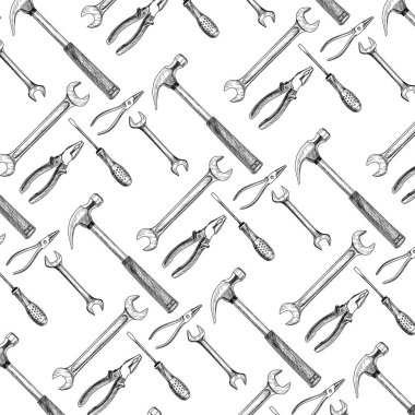 Vektör çizim. Dikişsiz desen inşaat ve onarım için bir araç. Arka plan afiş, ticari kartlar, Davetiyeler, posterler, ambalaj için.