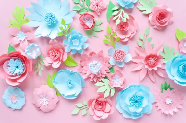 Kağıt çiçek yeşil yaprakları arka plan deseni çok güzel tarzı ile.