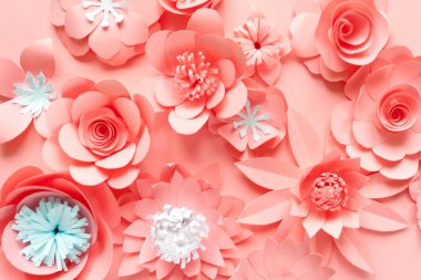 Kağıt çiçekler güzel desen stili arka plan.