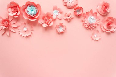 Kağıt çiçekler güzel desen stili arka plan.