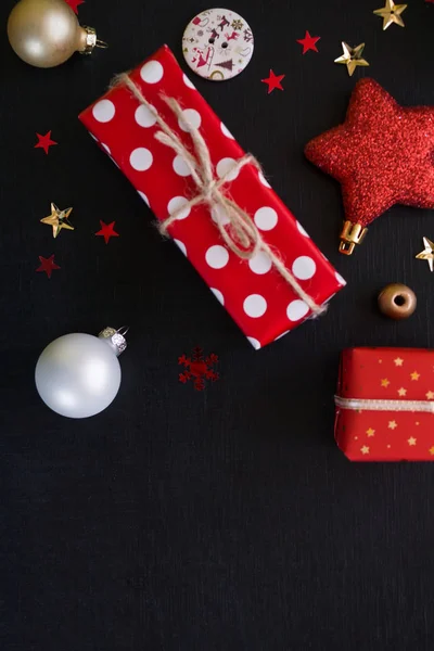 Buon Natale Felice Anno Nuovo Biglietto Natalizio Festivo Con Oggetto — Foto Stock