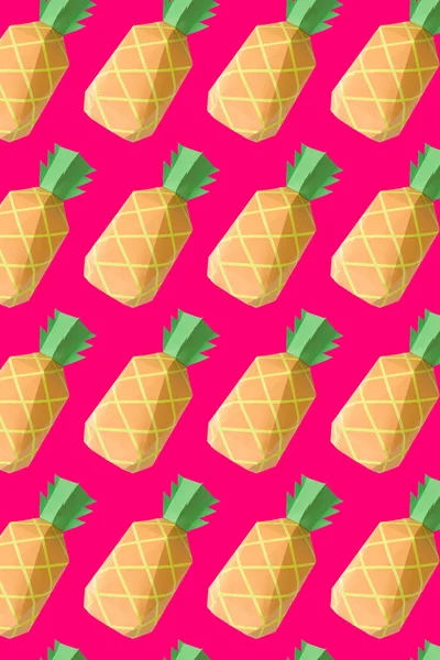 Modern Paper Pattern Pineapples Bright Background Contemporary Art Collage Image — Stock Photo, Image