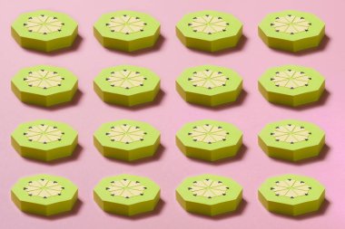 Kivi parlak bir arka plan üzerinde kağıt modern desen. Çağdaş sanat kolaj. Görüntü