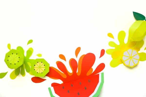 Conceito Suco Frutas Elemento Reklama Salpicos Melancia Kiwi Limão Sobre — Fotografia de Stock