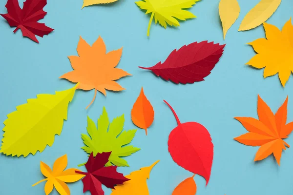 Leaves of paper fall red, orange, yellow leaf fall.