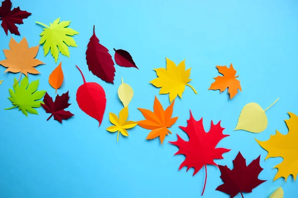 Leaves of paper fall red, orange, yellow leaf fall.