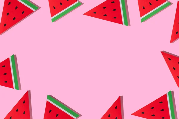 Summer paper fruit, watermelon with pattern background