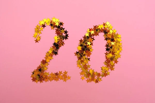 Figure 20, lined with gold sequins in the shape of stars — Stock Photo, Image