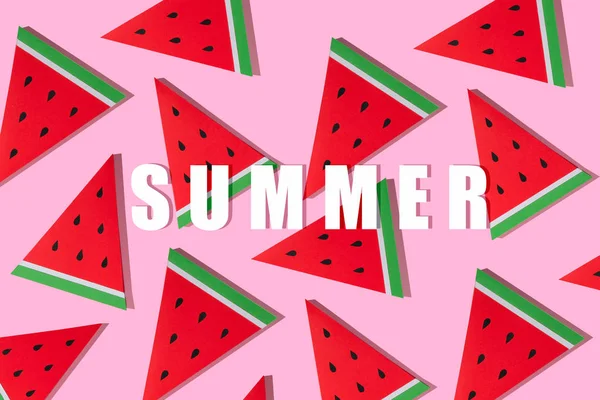 Summer paper fruit, watermelon with pattern background
