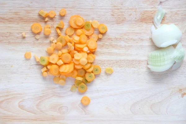 Step by step cooking soup. Cooking on cutting Board — Stock Photo, Image