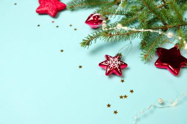 Mutlu Noeller ve mutlu yeni yıl. mavi arka plan