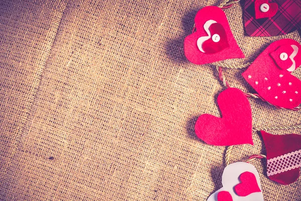 Corações Amor Feitos Mão Roupas Castanhas Coloque Seu Texto — Fotografia de Stock