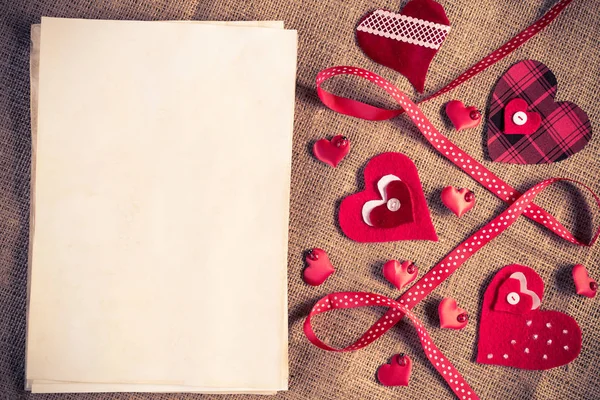 Handmade Love Hearts Sheets Blank Paper — Stock Photo, Image