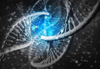 Dna molekülü araştırma kavramı ile arka plan görüntüsü