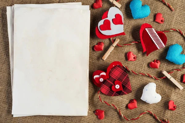 Cuori Amore Fatti Mano Fogli Carta Bianca — Foto Stock