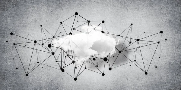 Imagine Fundal Conceptul Conexiune Cloud Computing Peretele Beton — Fotografie, imagine de stoc