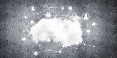 Beton duvarda bulut hesaplama bağlantısı olan arkaplan resmi