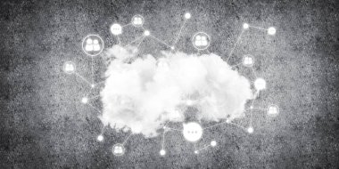 Beton duvarda bulut hesaplama bağlantısı olan arkaplan resmi