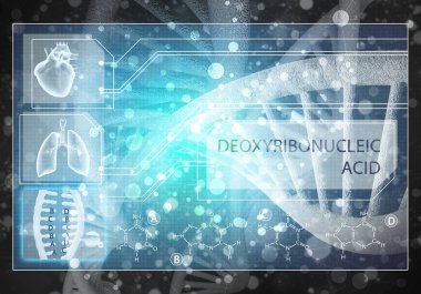 Medya tıp arka plan görüntüsü olarak Dna araştırma kavramı. 3D render.