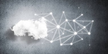 Beton duvarda bulut hesaplama bağlantısı olan arkaplan resmi