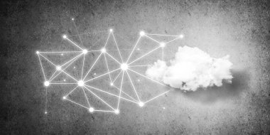 Beton duvarda bulut hesaplama bağlantısı olan arkaplan resmi