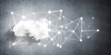 Beton duvarda bulut hesaplama bağlantısı olan arkaplan resmi