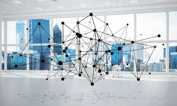効果的な現代ビジネスのための概念としてのネットワーキングと無線接続 — ストック写真