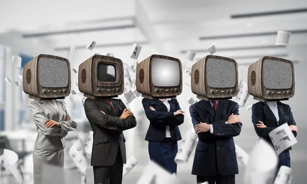 Television addiction of business people. — Stock Photo, Image