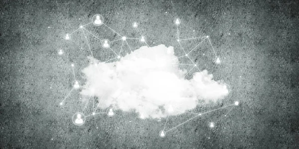 Immagine Sfondo Con Concetto Connessione Cloud Computing Muro Cemento — Foto Stock