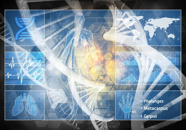 Dna 研究概念としてメディア医学背景イメージです レンダリング — ストック写真